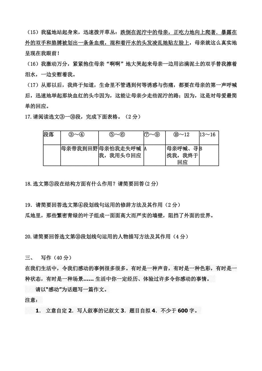 八年级上期中语文测试_第5页