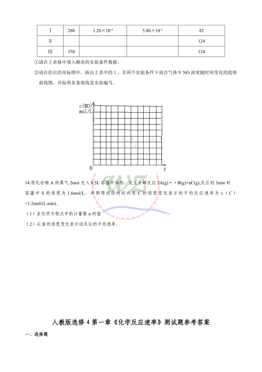 人教版选修4第二章《化学反应速率》测试题_第4页