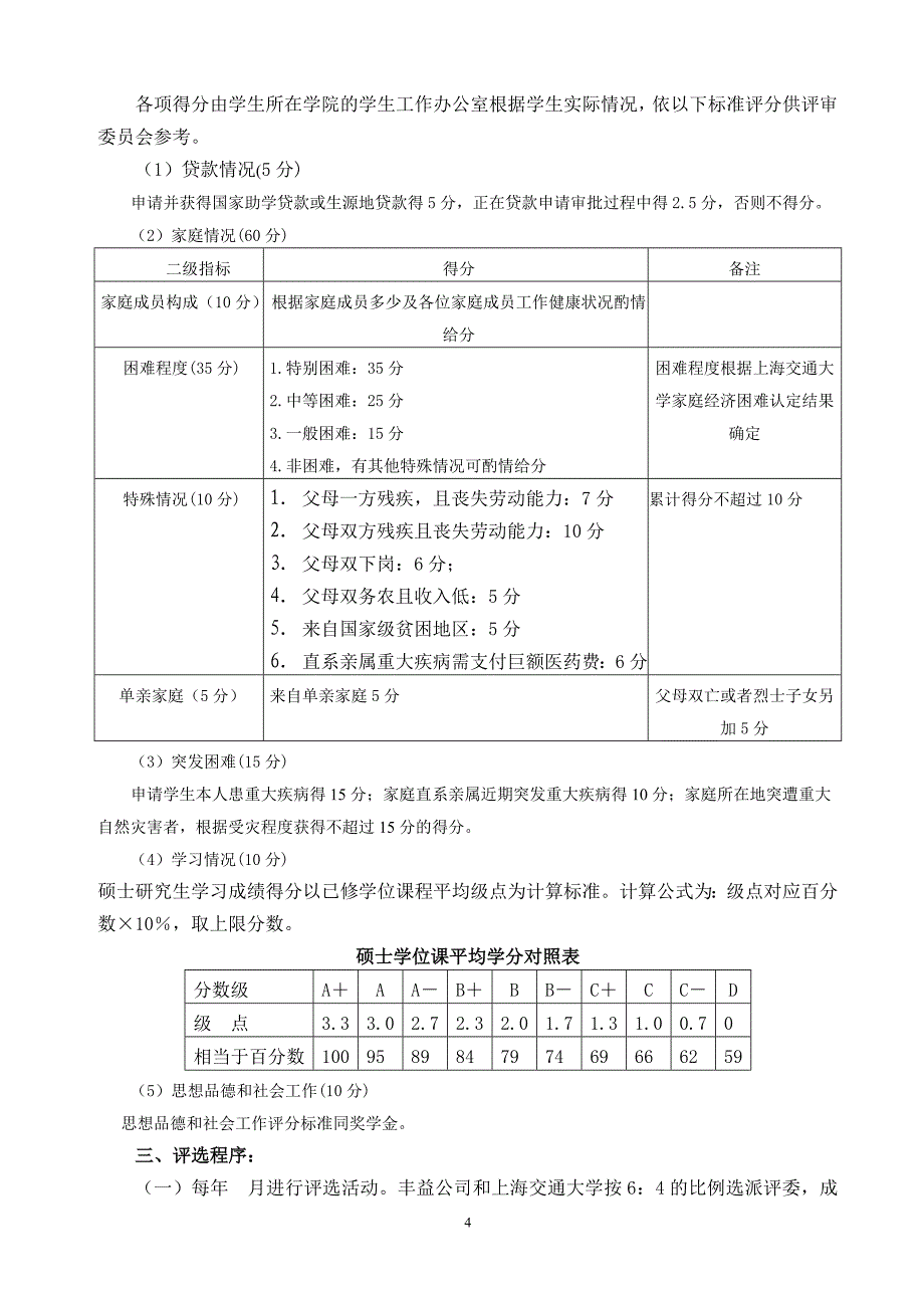 上海交通大学丰益奖助学金评选管理办法_第4页