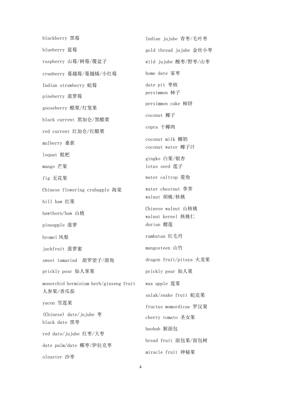 英语词汇库{英语专题分类词汇 (水果fruits)}_第4页