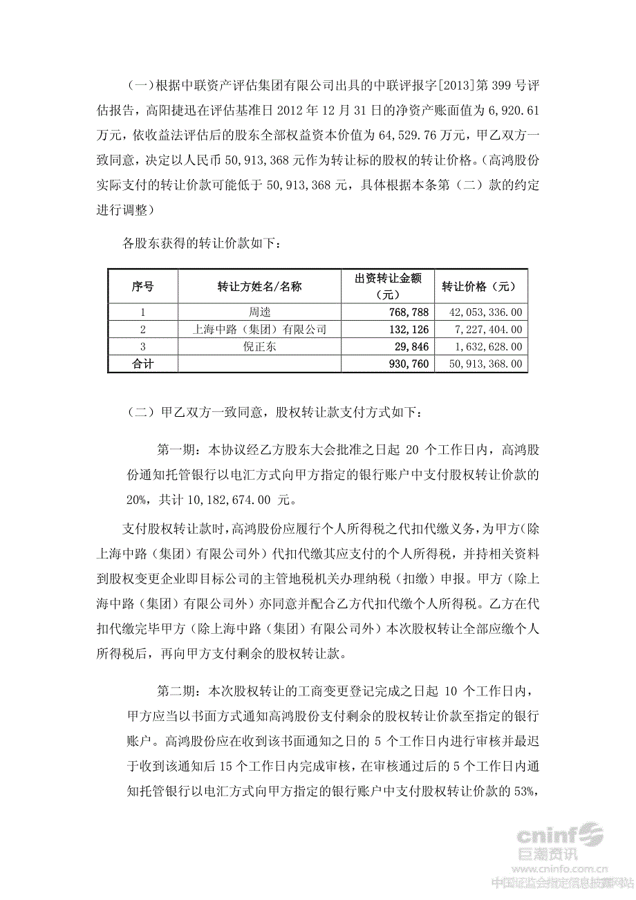 北京高阳迅捷股权转让协议1_第3页