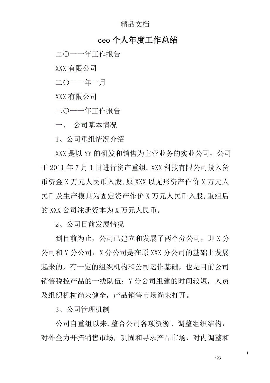 ceo个人年度工作总结精选 _第1页