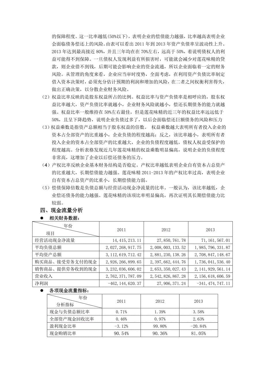 莲花味精财务报表分析_第5页