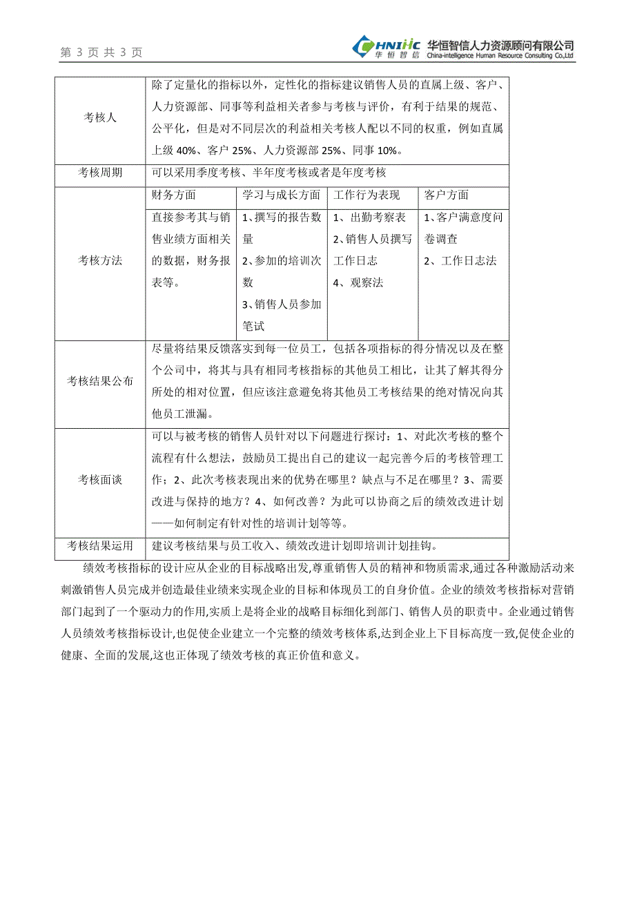 销售人员绩效考核指标的确定与考核方法初探_第3页