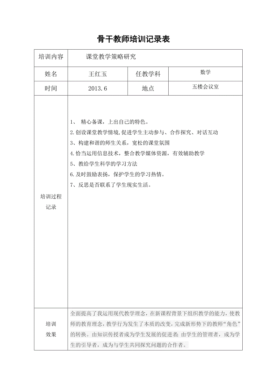 骨干教师培训记录表_第4页