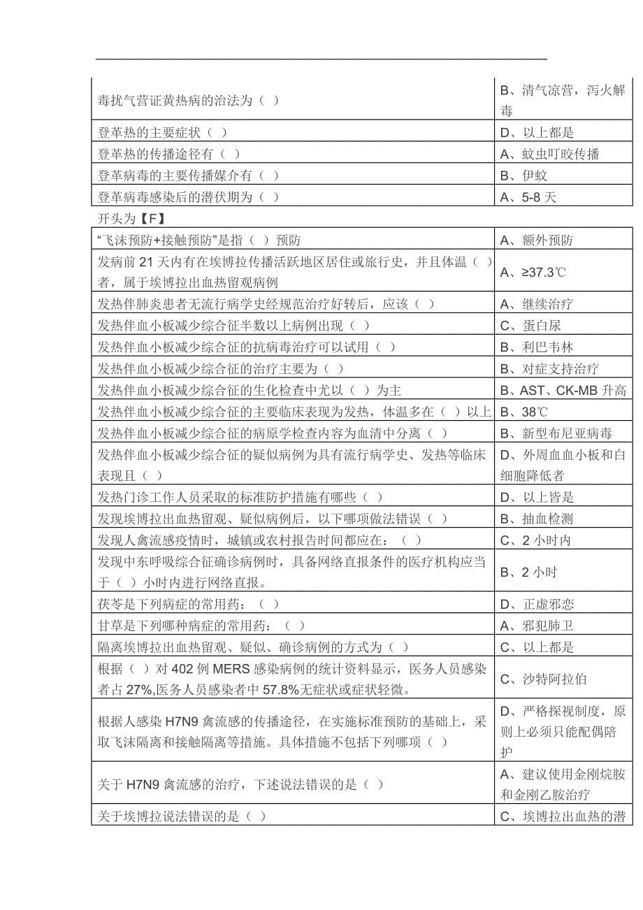 超好用2017最新华医网山东继续医学教育《h7n9流感等6种突发传染病防治知识》答案_第5页