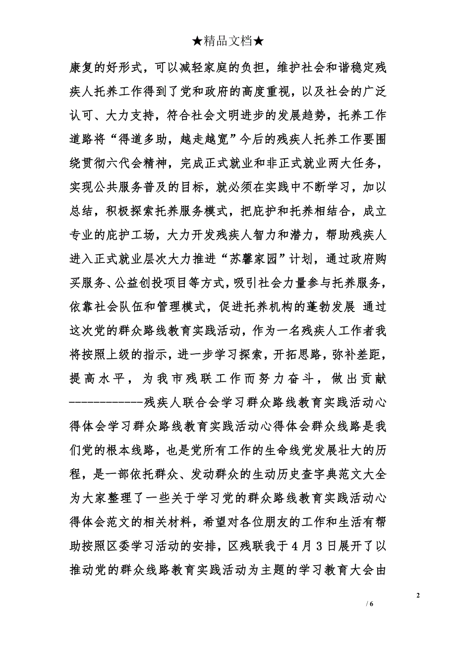 残疾人工作群众路线心得体会精选_第2页