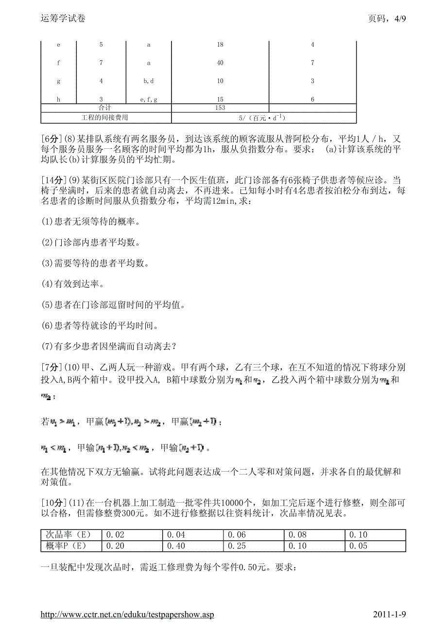 运筹学试卷4及答案_第4页