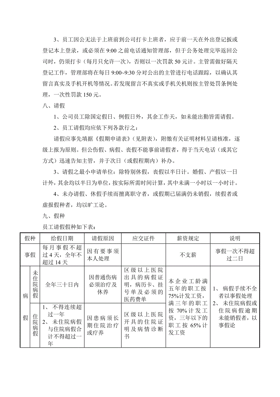 管理人员考勤作业办法_第3页