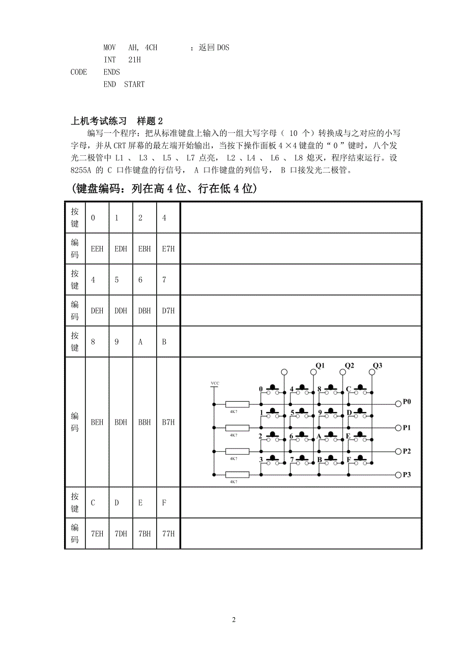 2013-2014学年 计算机硬件上机考试样题+答案_第2页