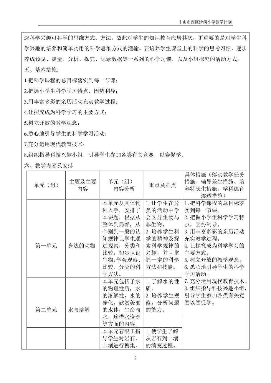 2016学年粤教科技版三年级上册科学教学计划(新版)精选 _第2页