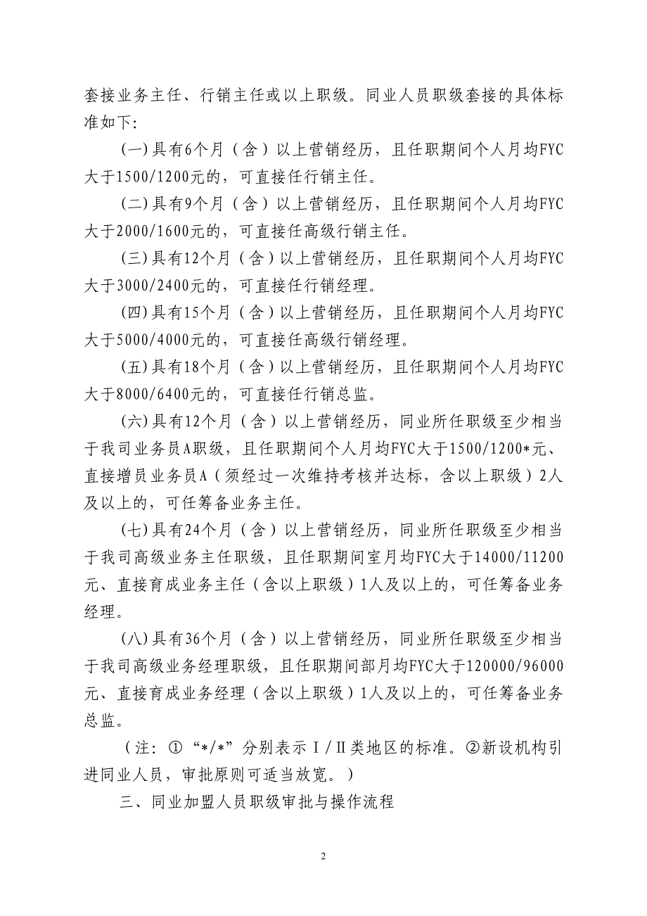 同业加盟寿险营销业务人员职级套接办法_第2页