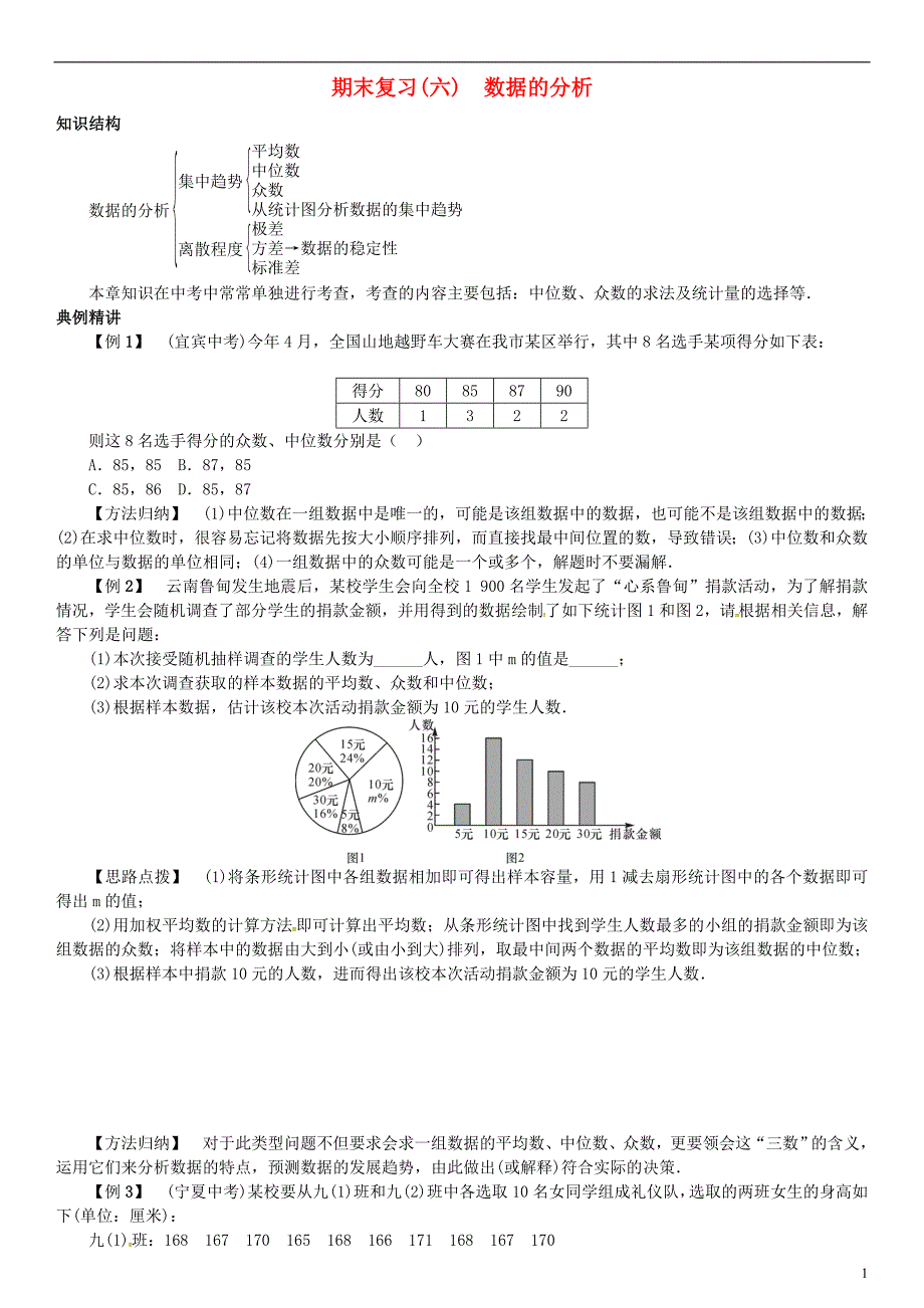 八年级数学上册 期末复习(六)数据的分析_第1页