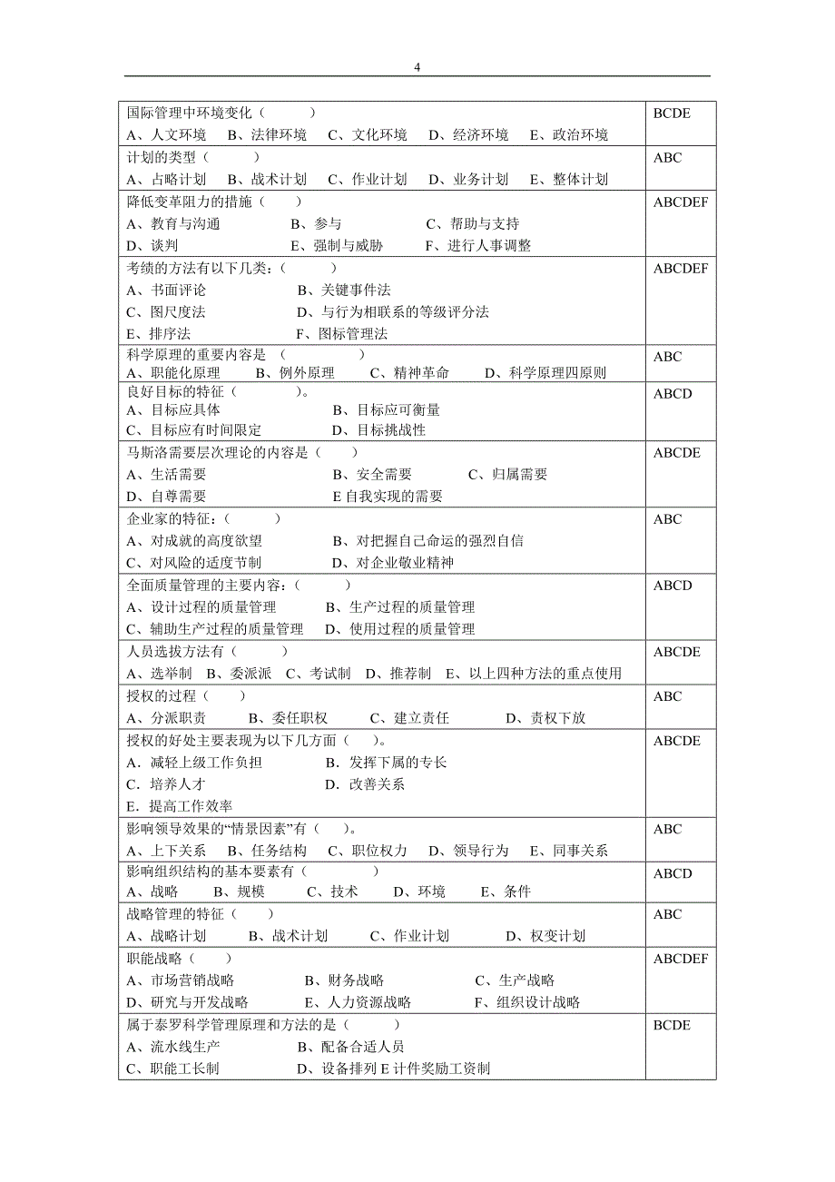 管理学原理复习思考题2015.11_第4页