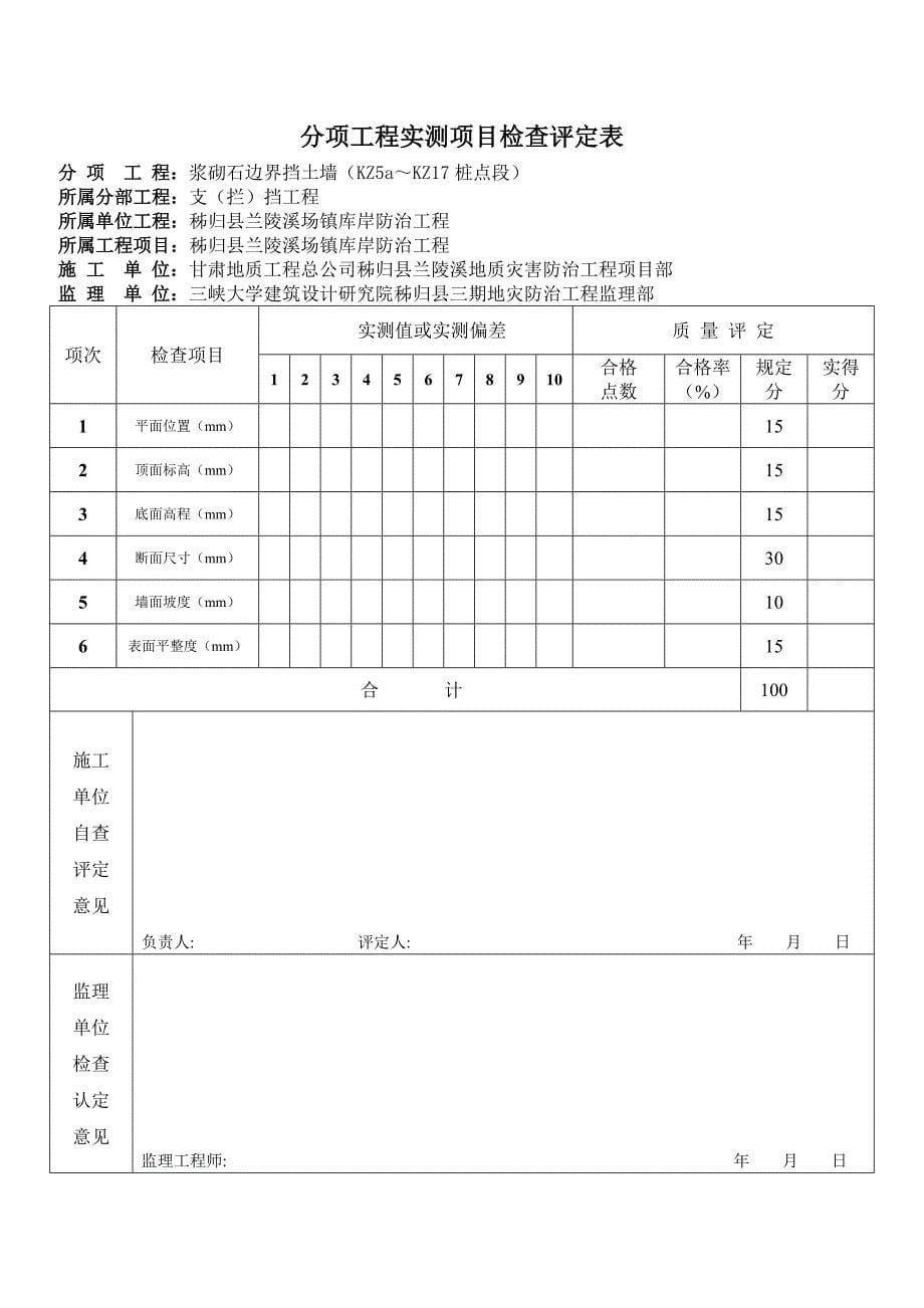 2、分项工程实测项目检查评定表_第5页