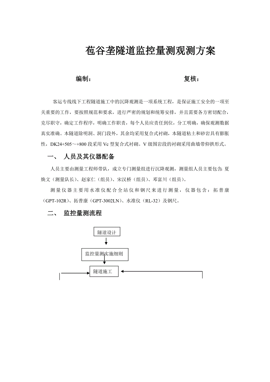 隧道监控量测沉降观测系统方案_第1页