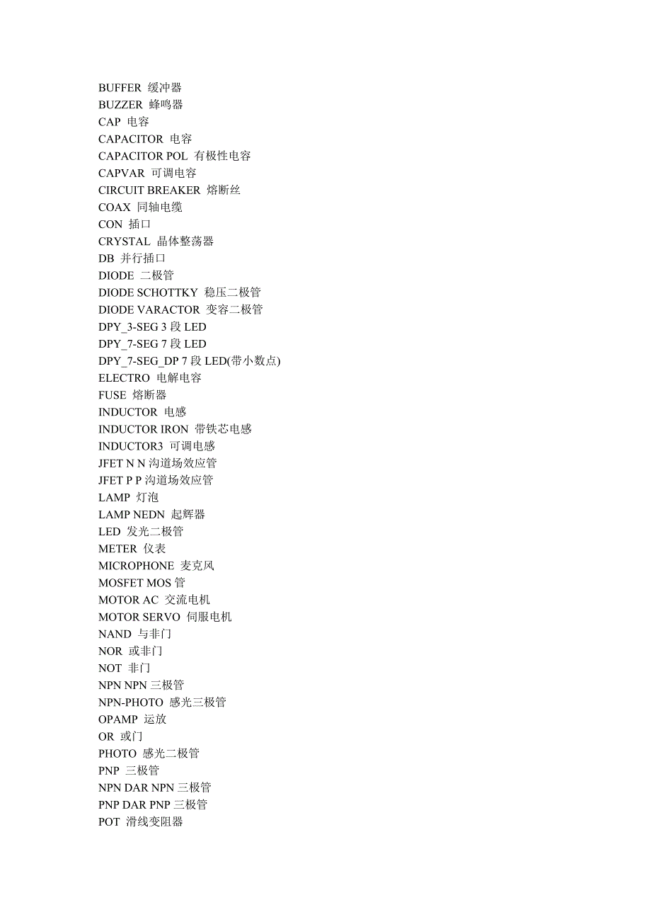 仿真软件protus元件速查表_第3页