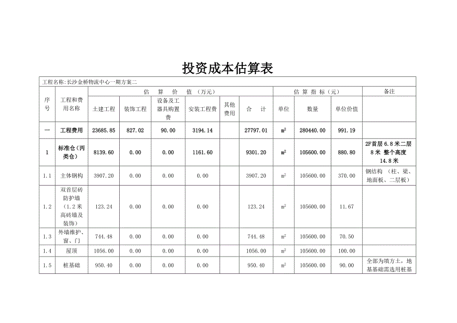 长沙金桥物流中心一期方案二方案四经济比选0_第2页