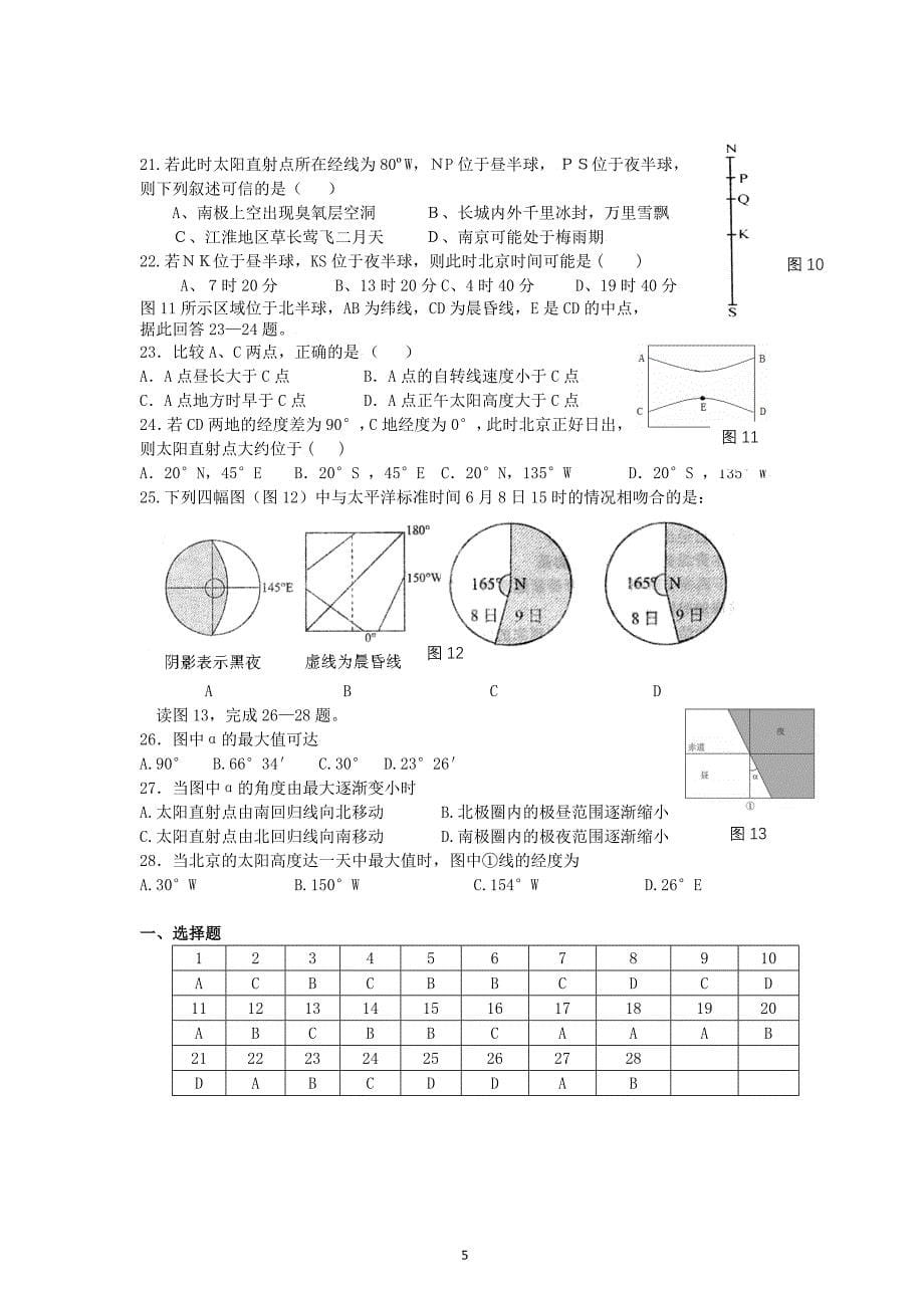 高考地理必备晨昏线与光照图_第5页