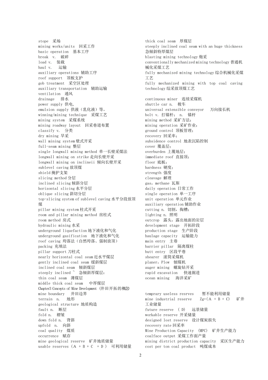 采矿工程专业英语词汇_第2页