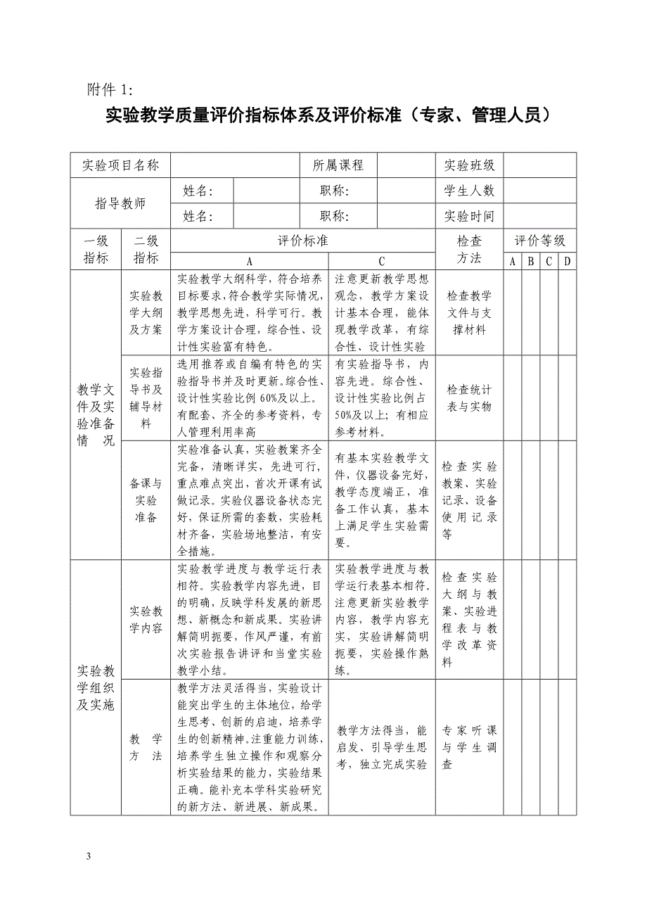 巢湖学院实验教学质量评价管理办法_第3页