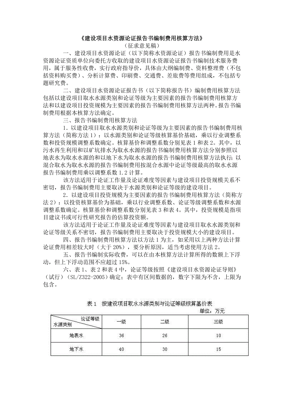 建设项目水资源论证报告书编制费用核算方法_第1页