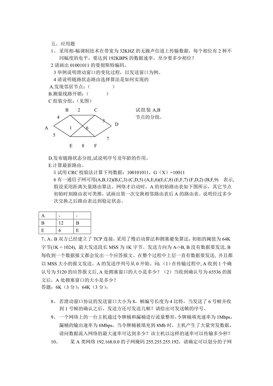 中南大学-计算机网络与信号处理考试卷_第2页