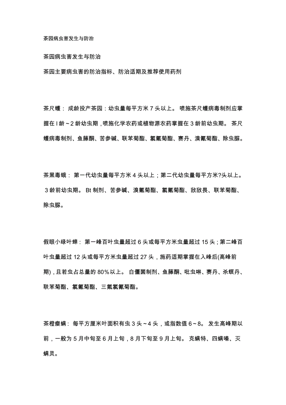 茶园病虫害发生与防治_第1页