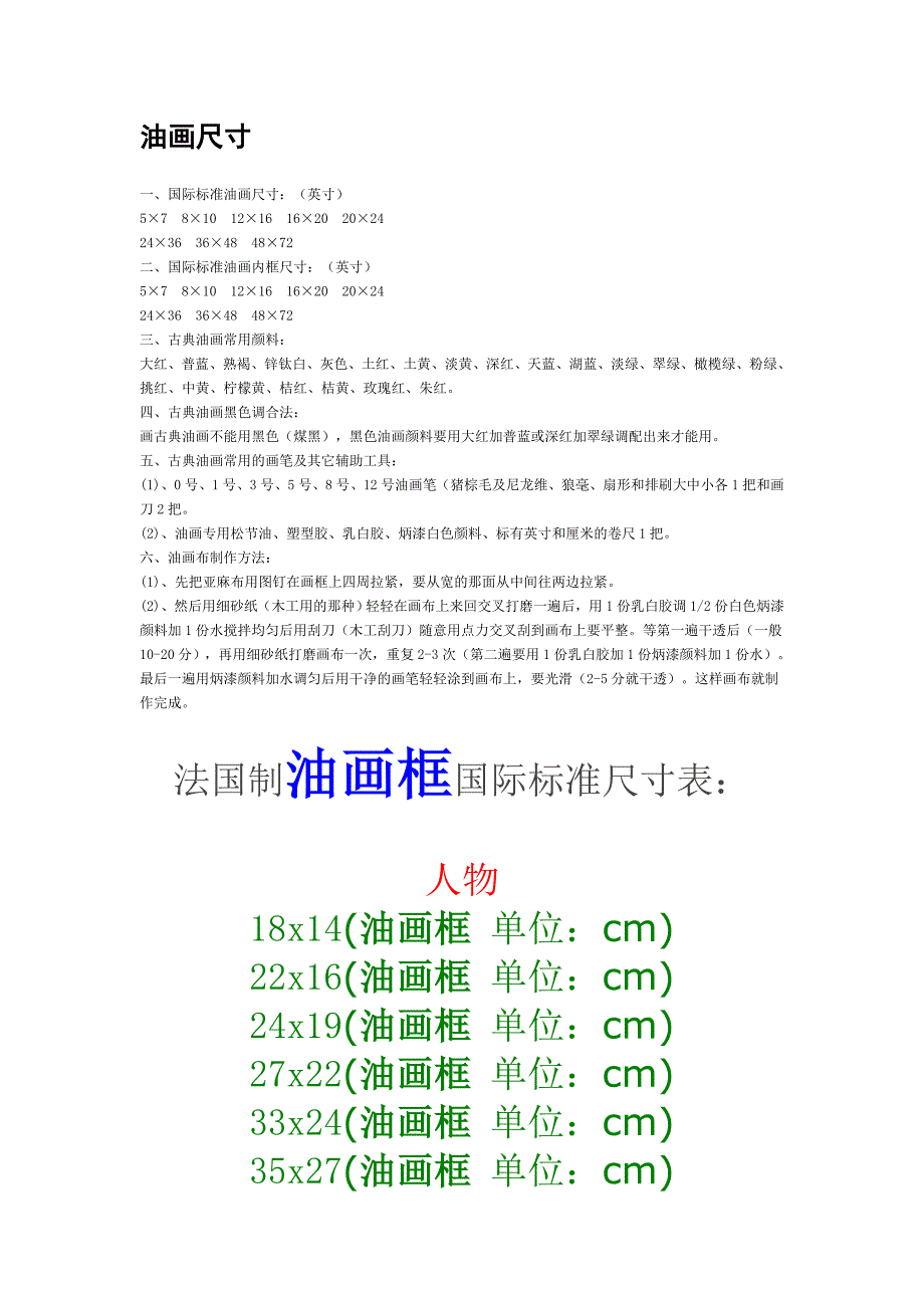 油画和油画框的尺寸_第1页