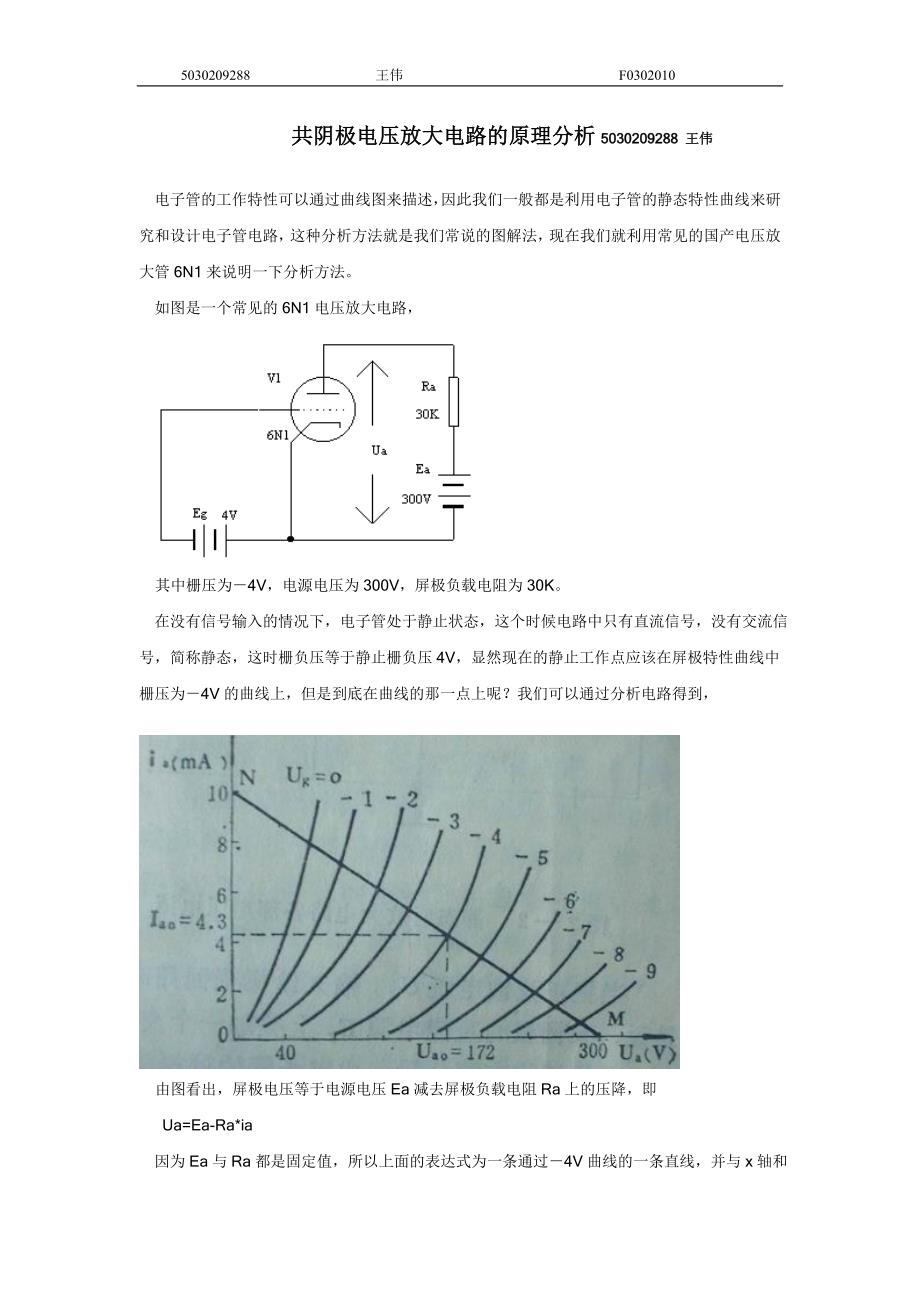 共阴极电压放大电路的原理分析5030209288王伟_第1页