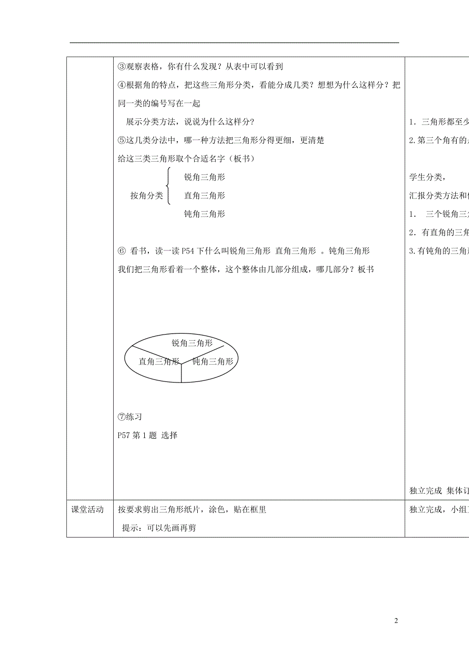 2017年春四年级数学下册 4.2《三角形的分类》教案3 （新版）西师大版_第2页