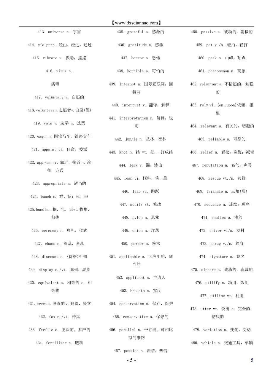 考生必看：大学英语四级69个高频词汇_第5页