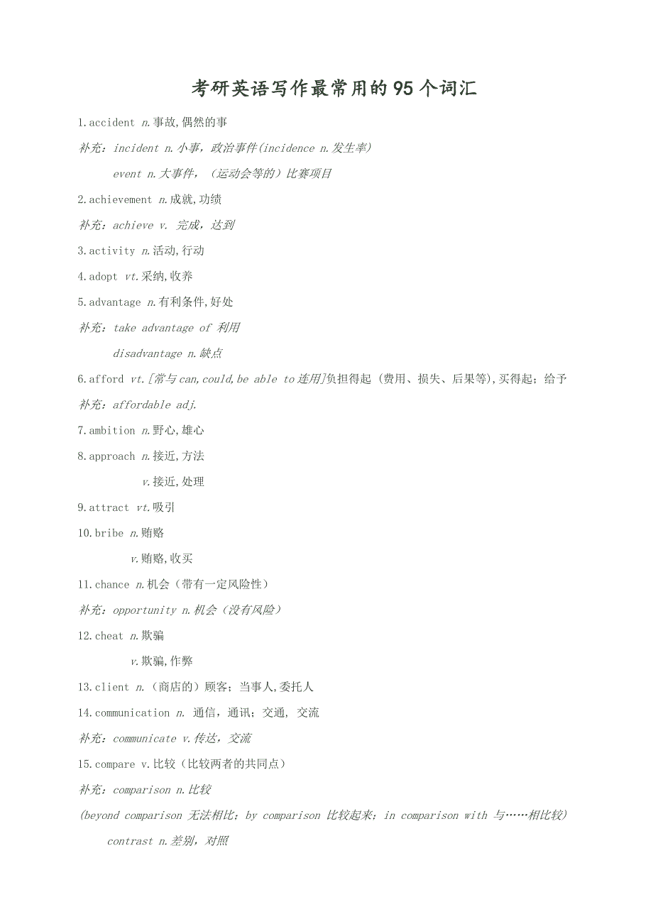 考研英语写作最常用的95个词汇_第1页