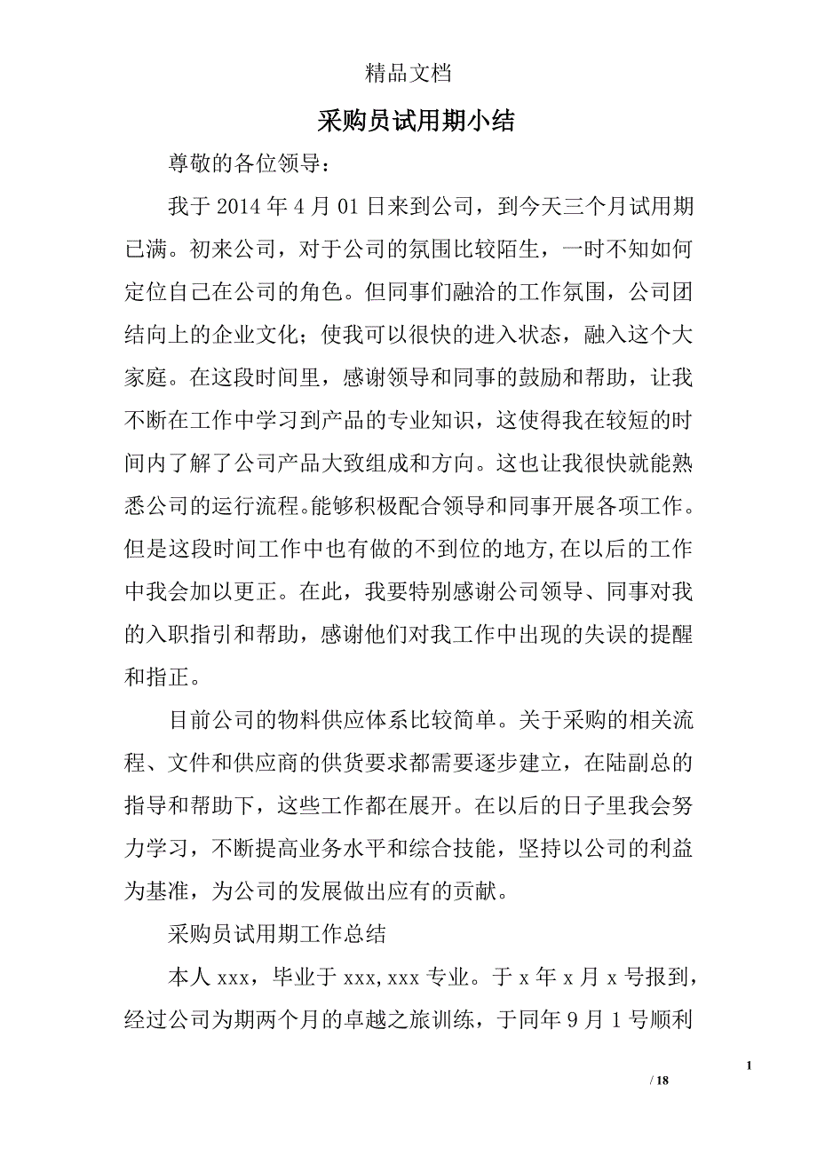 采购员试用期小结精选 _第1页