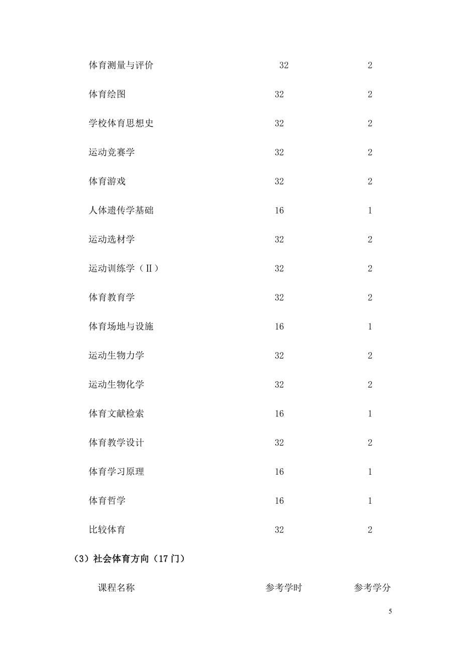 全国普通高等学校体育教育专业本科专业课程方案_第5页