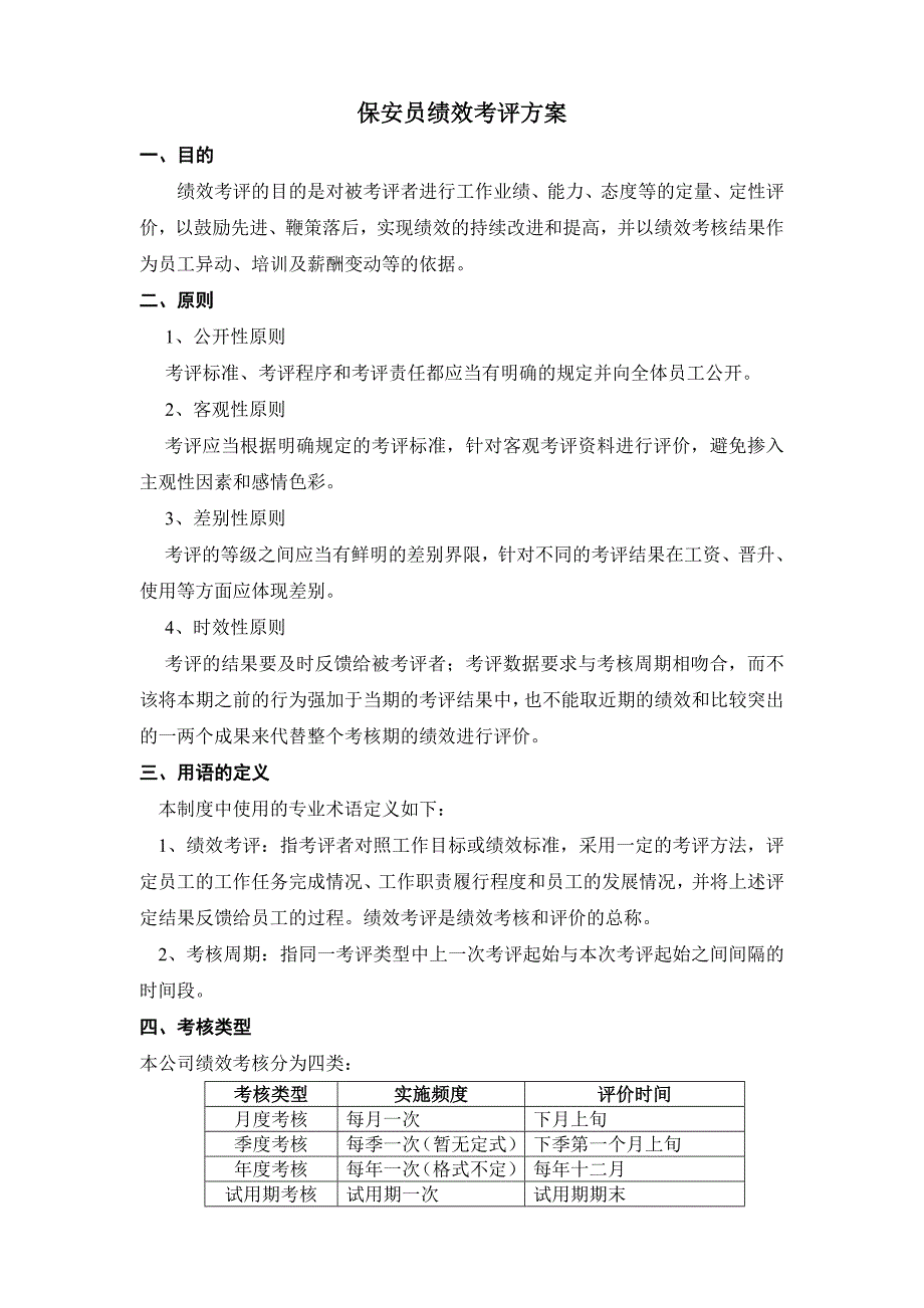 保安员绩效考评方方案_第1页