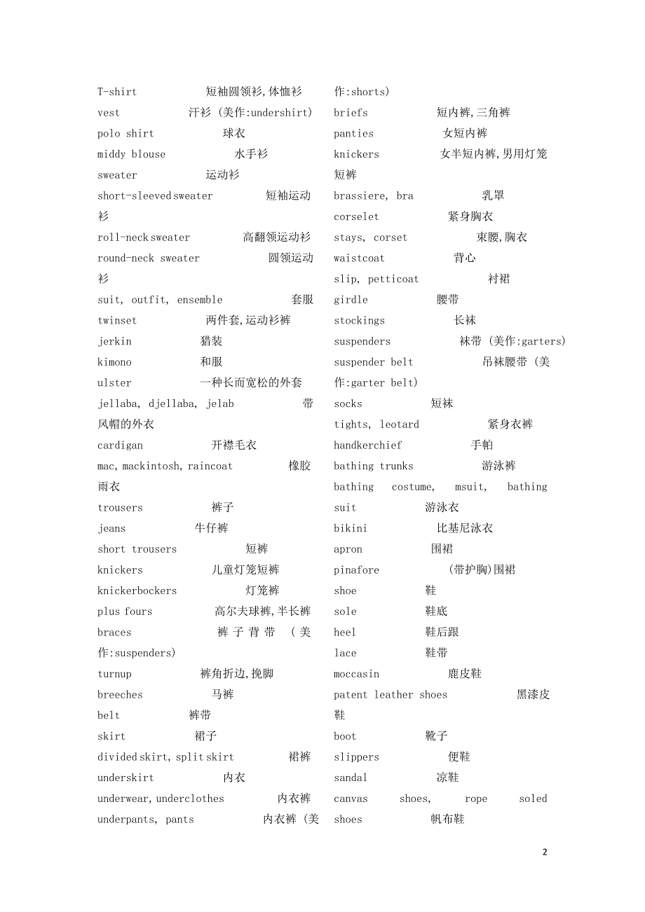 服装的英文表达_第2页