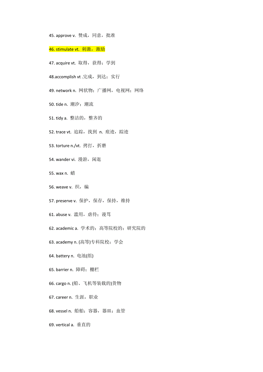 四级最高频词汇_第3页