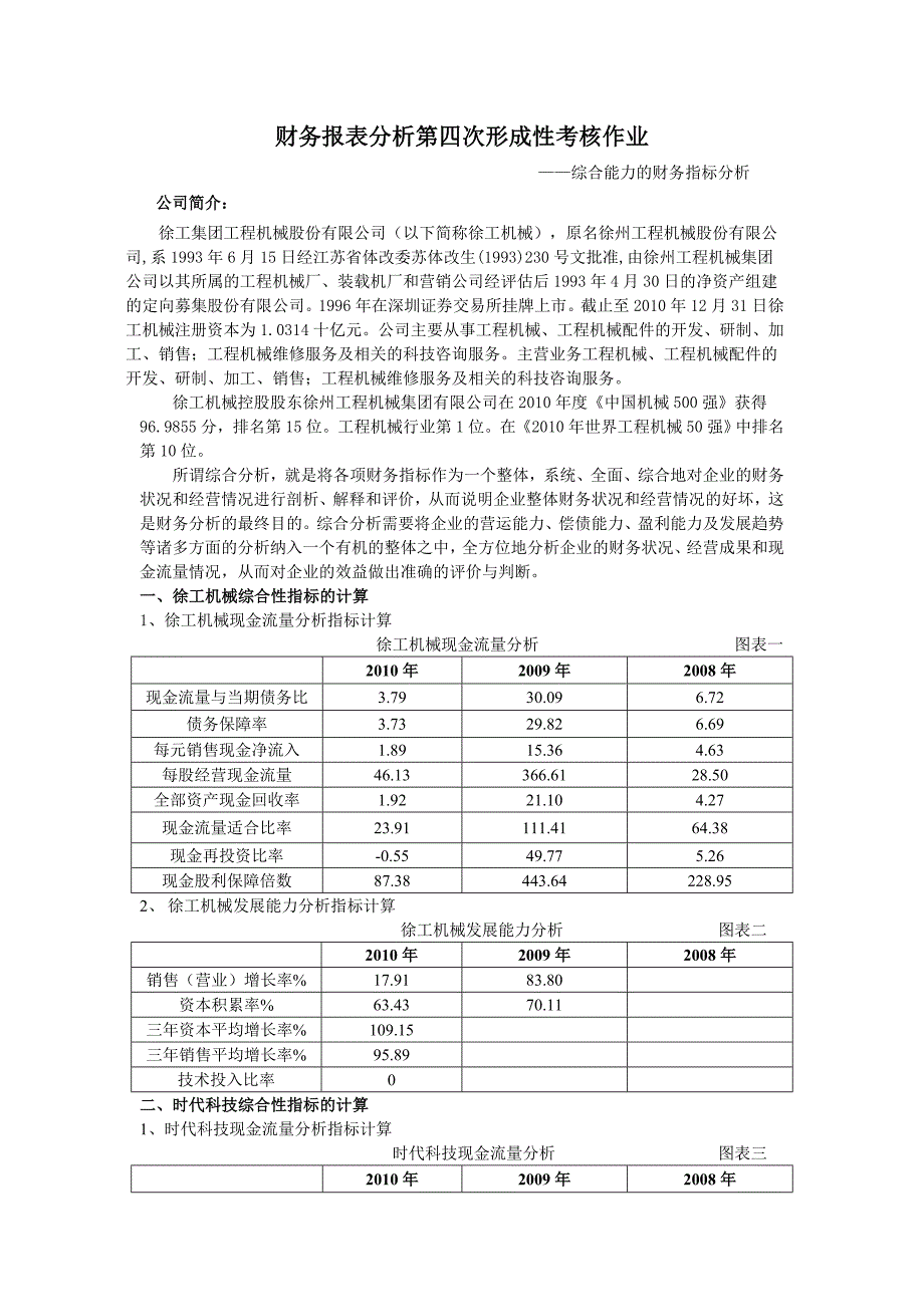 徐工机械财务报表分析作业四_第1页