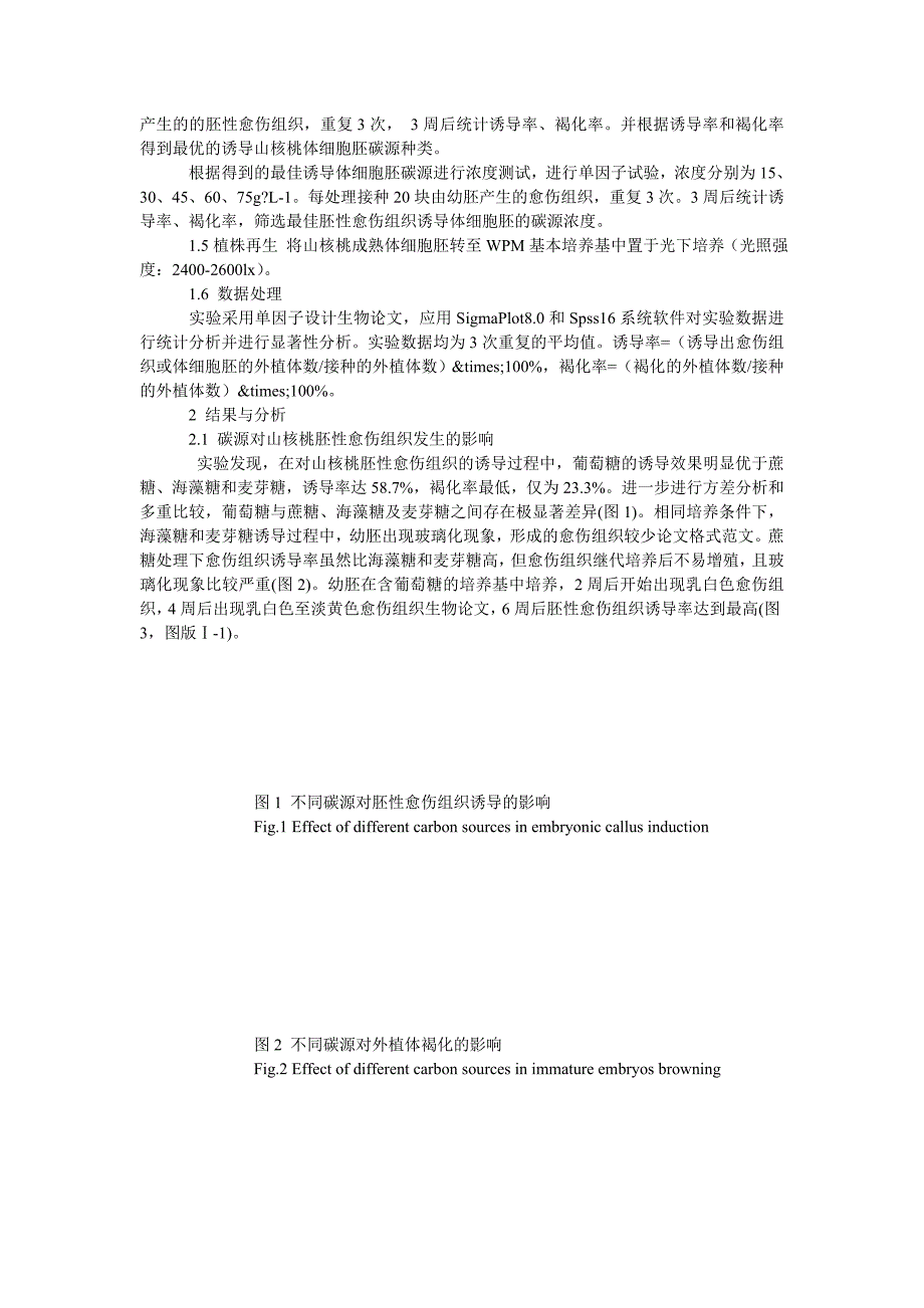 碳源对山核桃体细胞胚发生的影响_生物论文by_gnksguybb_第2页