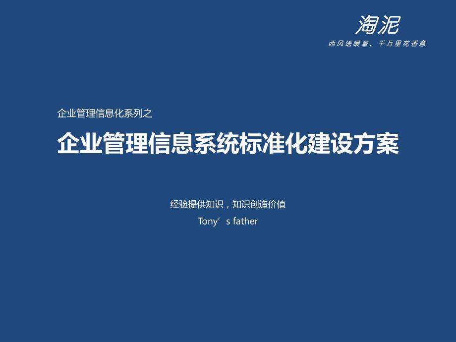 企业管理信息化系列之企业管理信息系统标准化建设方案_第1页