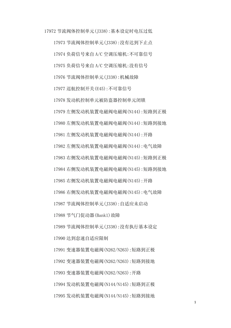 大众故障代码对照表1_第1页