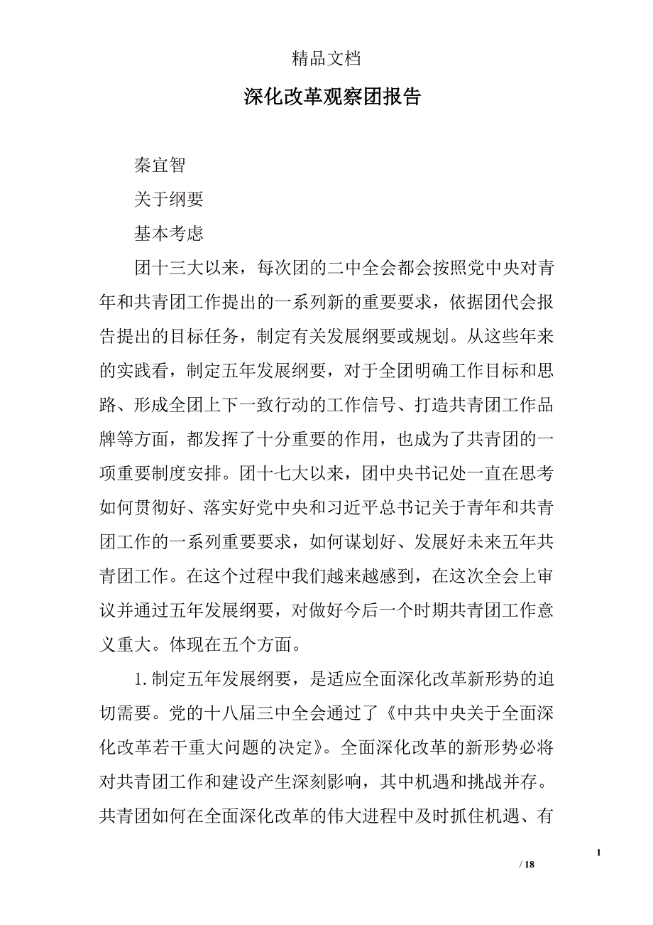 深化改革观察团报告精选 _第1页