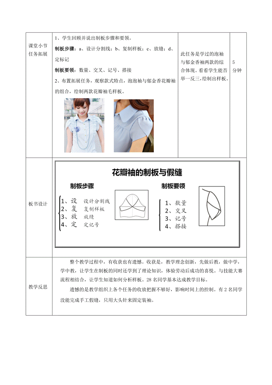 教案  花瓣袖的制板与试样_第4页