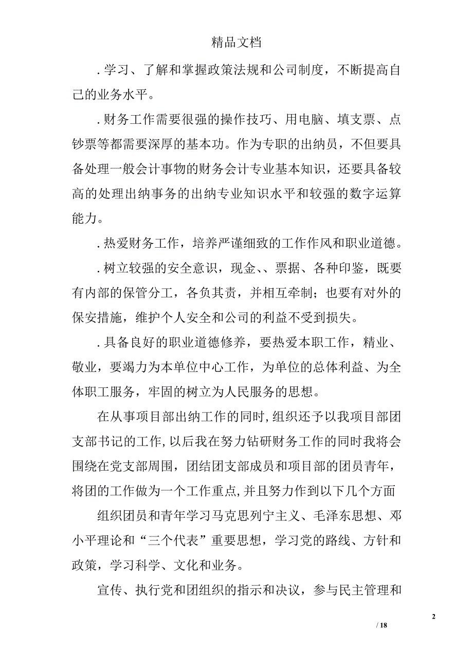 出纳员个人工作总结精选 _第2页