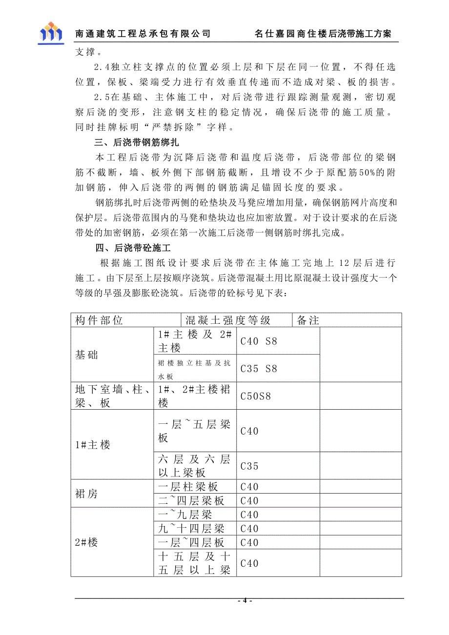 后浇带独立柱支撑方案拟报监理_第5页