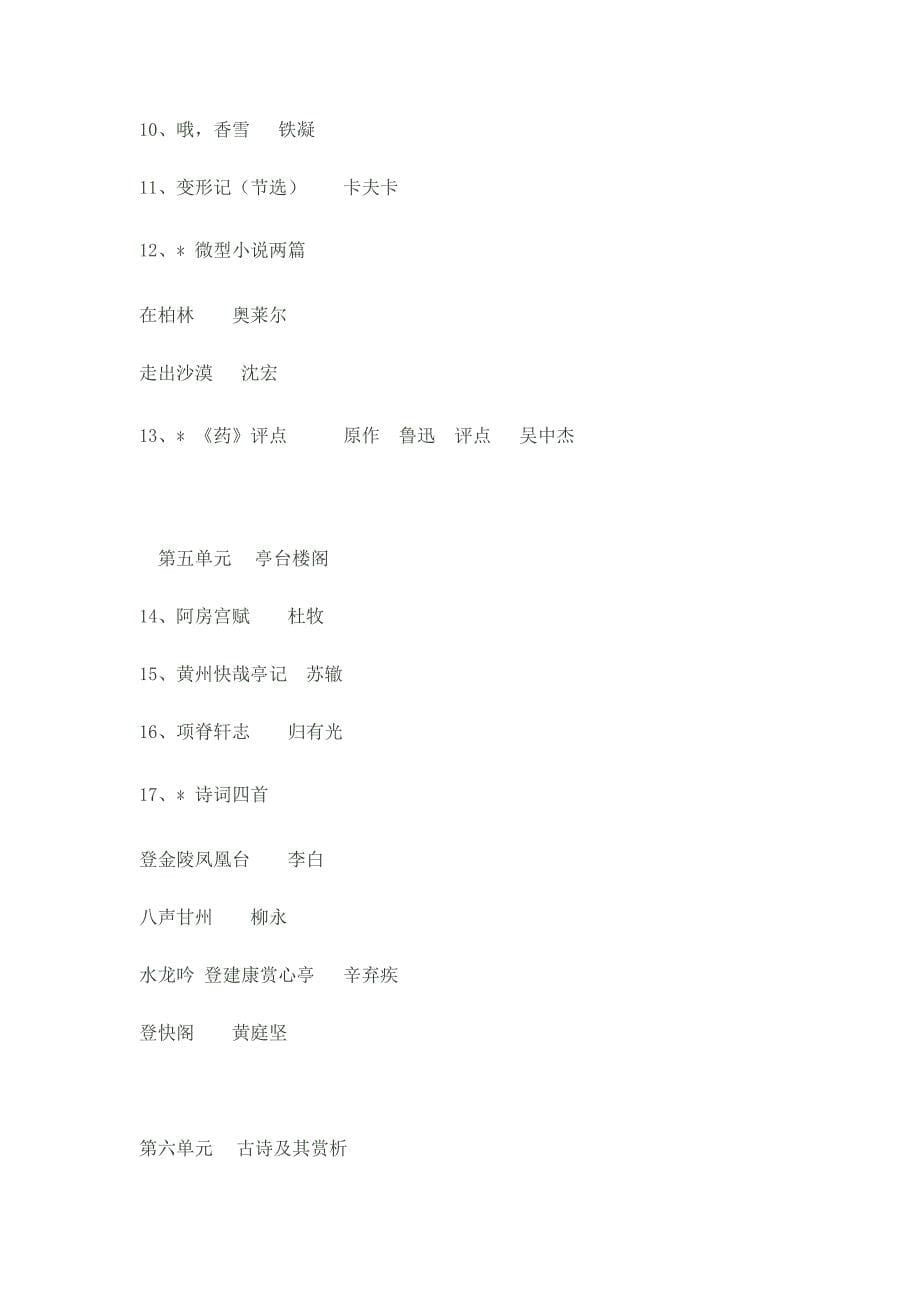2013最新上海高中语文课文篇目_第5页