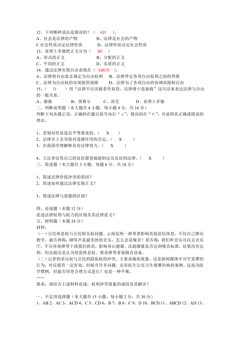 西政历年法理学试题 法理学试题大攻略_第2页