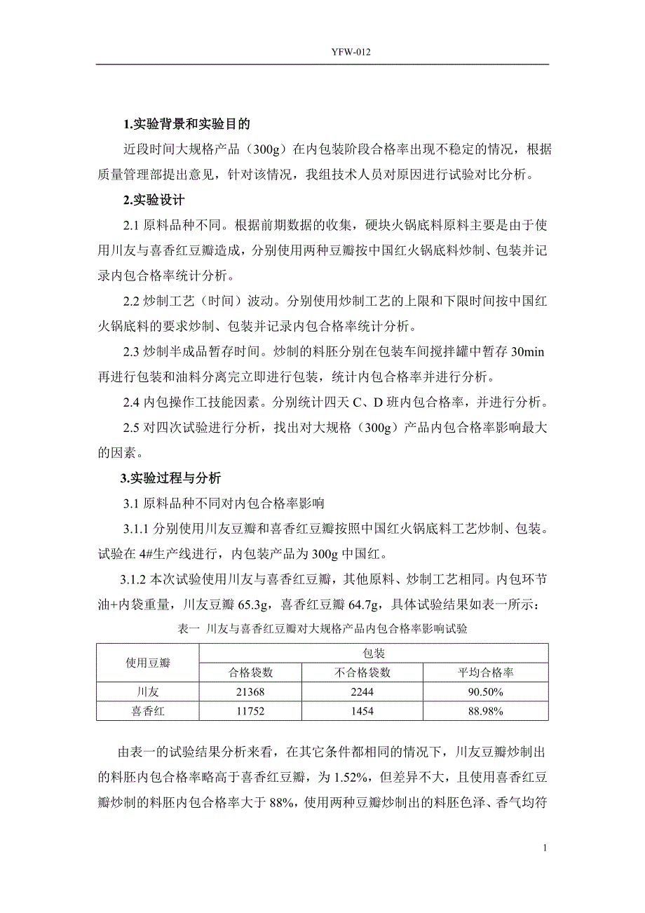 大规格产品内包合格率影响因素探索试验报告_第1页