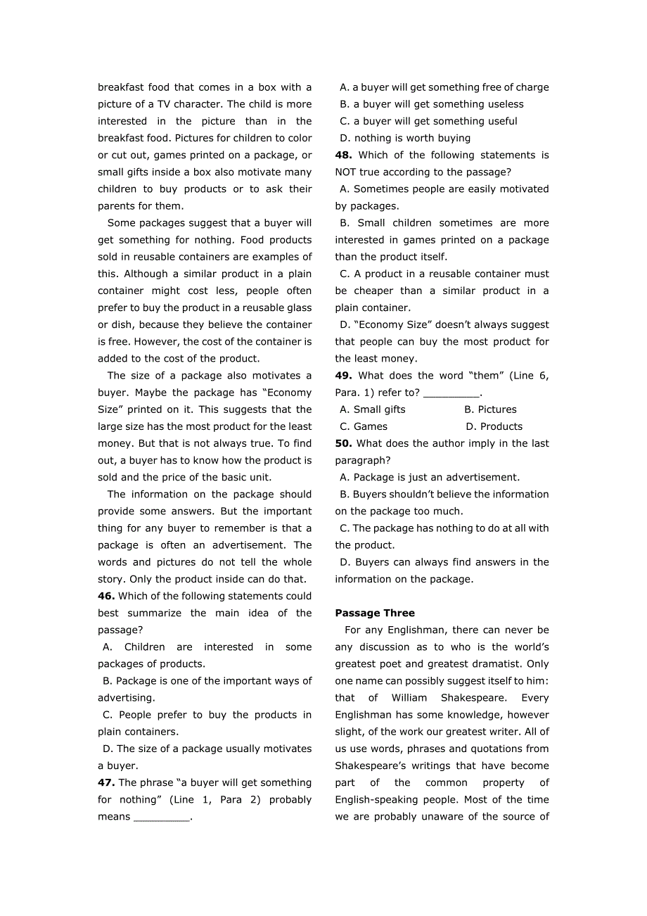 2009年河南专升本考试公共英语真题及答案(打印版)_第4页
